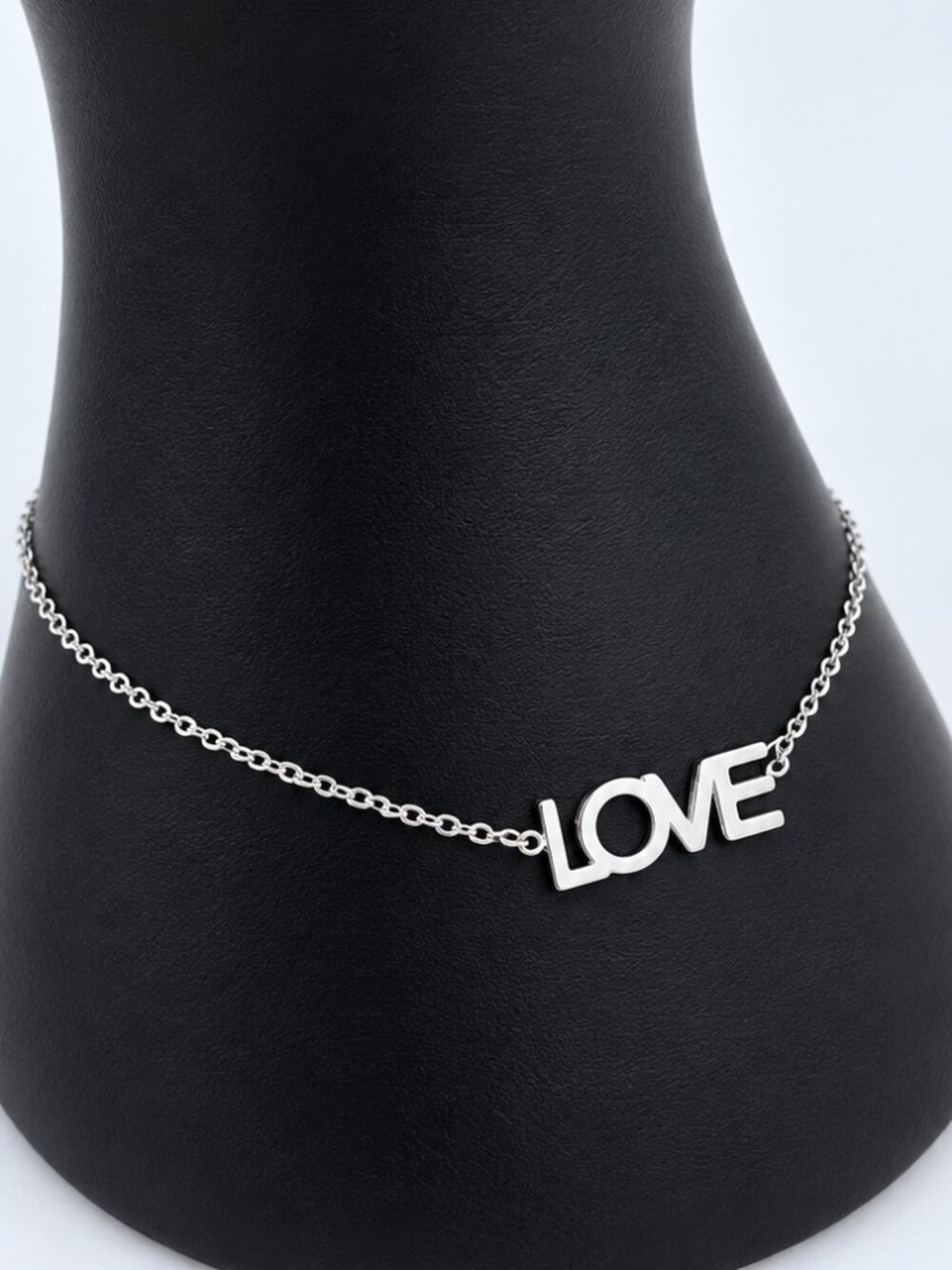 Silver Tone LOVE Word Chain Bracelet Minimalist Jewelry